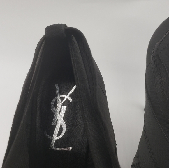 1548- YSL Yves Saint Laurent Shoe Black Platform Bandage Suede Bootie 37.5EU - Picture 2 of 12